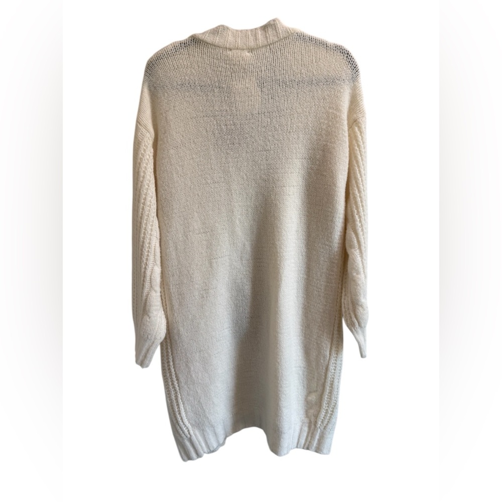 BiBi Women's Ivory Chunky Cable Knit Duster Cardigan Oversized Comfy Size S NWT - Picture 4 of 8
